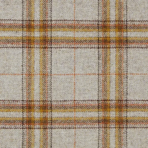 Apsley Fabric - Grey / Ochre by brown checked woolen fabric from Abraham Moon & Sons