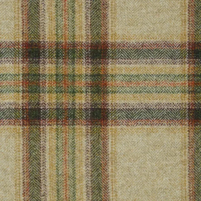 Wentworth Check Fabric - Natural / Olive swatch