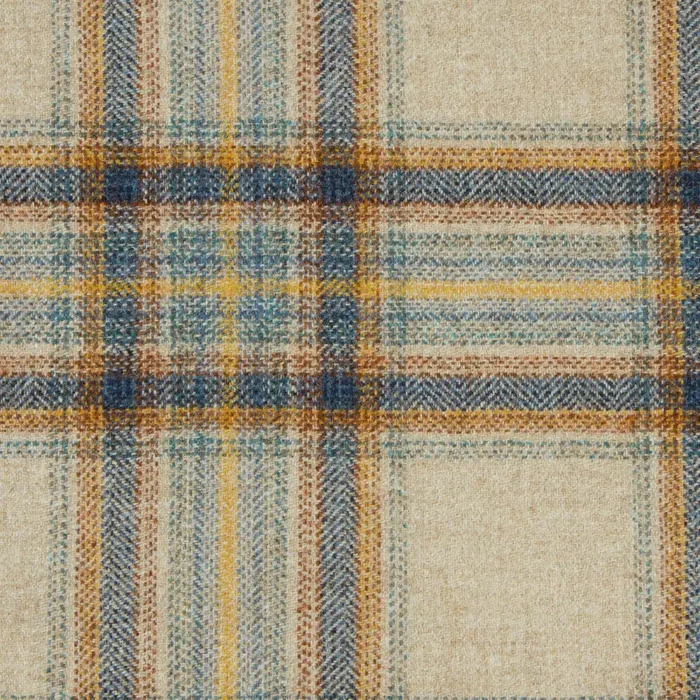 Wentworth Check Fabric - Natural / Denim swatch