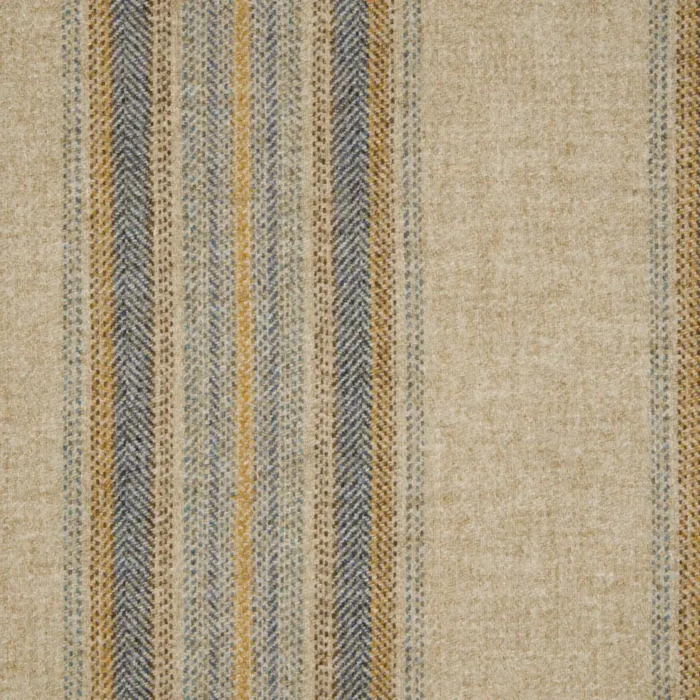 Wentworth Stripe Fabric - Natural / Denim swatch