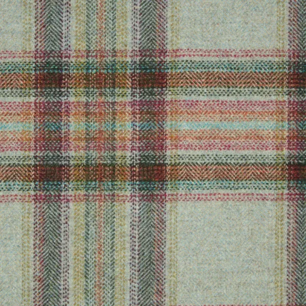 Wentworth Check Fabric - Aqua by blue checked woolen fabric from Abraham Moon & Sons