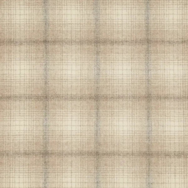 Barden Fabric - Clay by neutral checked woolen fabric from Abraham Moon & Sons