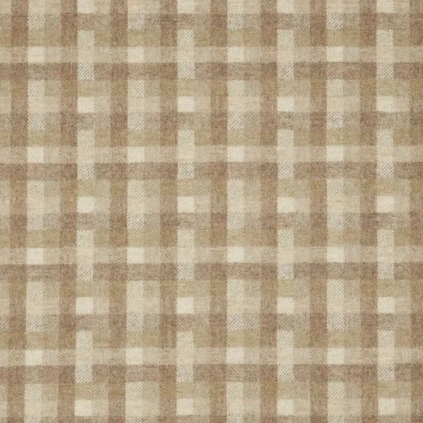 Causeway Fabric - Clay by neutral checked woolen fabric from Abraham Moon & Sons