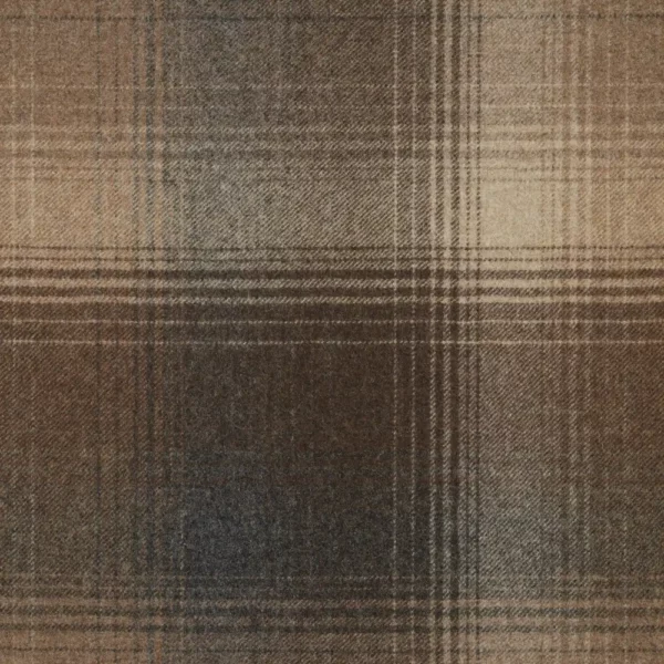 Scafell Fabric - Shale by brown checked woolen fabric from Abraham Moon & Sons