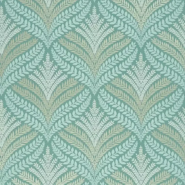 Sotherton Wallpaper - Aqua /  Gilver – Aqua / Gilver swatch
