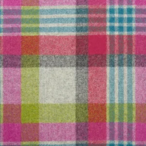 purple checked woolen fabric from Abraham Moon & Sons