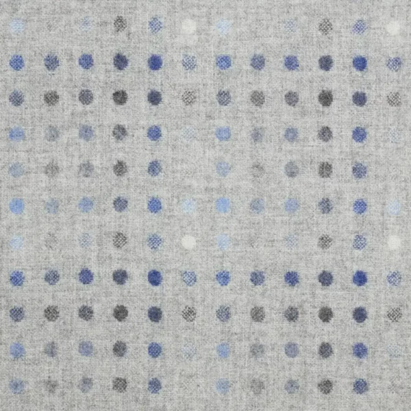 Multispot Fabric - Silver / Denim by blue spotted woolen fabric from Abraham Moon & Sons