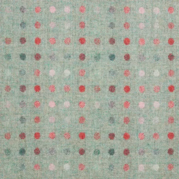 Multispot Fabric - Aqua Flamingo by red spotted woolen fabric from Abraham Moon & Sons