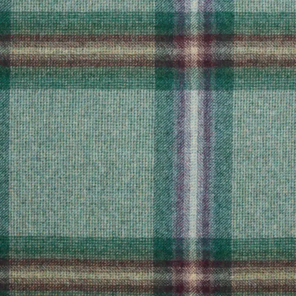 New Orleans Fabric - Petrol by brown checked woolen fabric from Abraham Moon & Sons