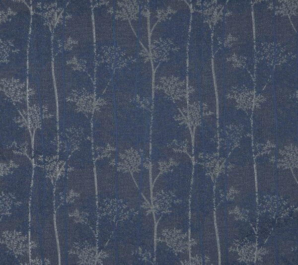 Theory Fabric - Midnight by blue botanical woven fabric from Beaumont Textiles
