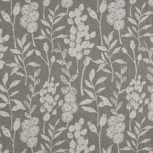 Flora Fabric - Shadow by black-grey botanical jacquard fabric from Beaumont Textiles
