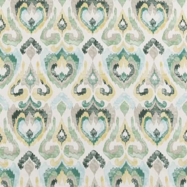 Aswan Fabric - Fern by green geometric cotton fabric from Beaumont Textiles