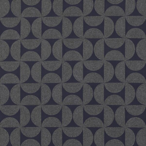 Tari Fabric - River by blue geometric embroideried fabric from Beaumont Textiles