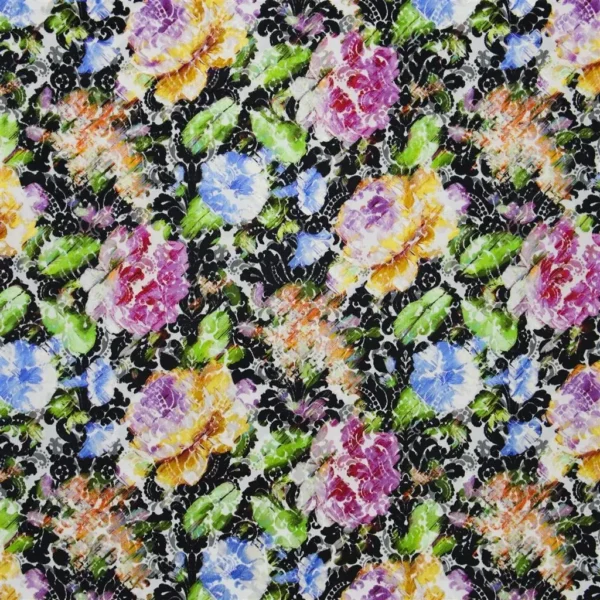Velvet Dreams Fabric - Jais by multicolour botanical velvet-chenille fabric from Christian Lacroix