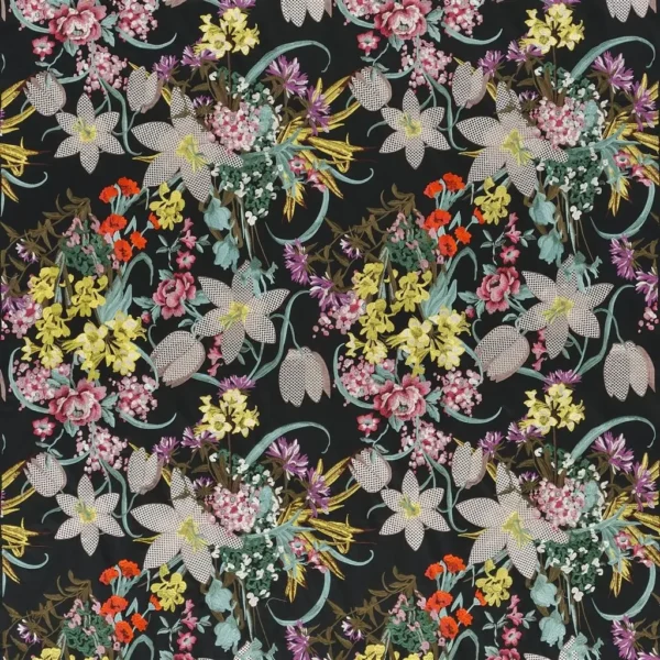 Josephine Fabric - Reglisse by multicolour contemporary cotton fabric from Christian Lacroix