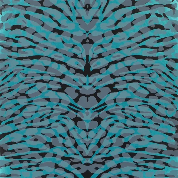 Pantigre Wallpaper - Turquoise by blue contemporary wallpaper from christian lacroix