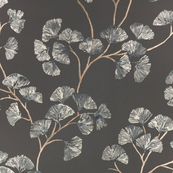 brown botanical wallpaper from romo