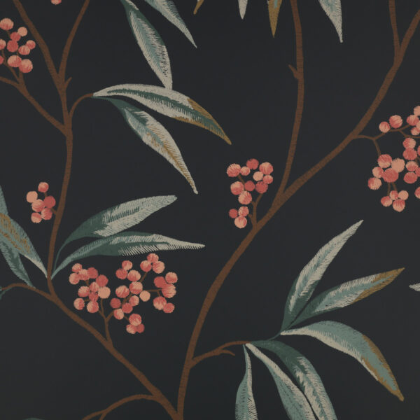 Mima Wallpaper - Twilight by black-grey botanical wallpaper from romo