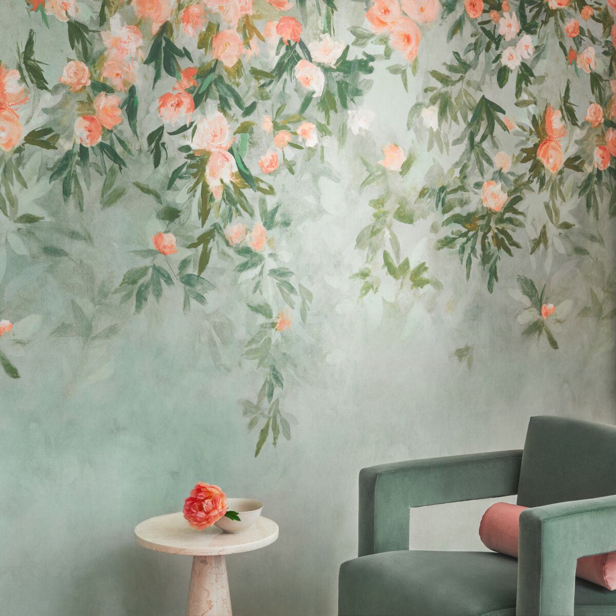 Ottavia Mural Wallpaper - Coral by Ottavia Mural Wallpaper - Coral from