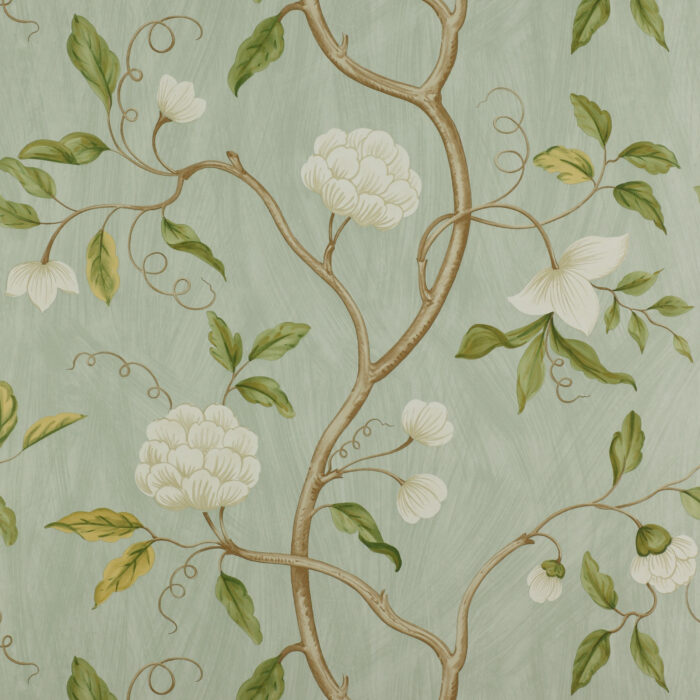 Snow Tree Wallpaper - Aqua fabric swatch 07949/04