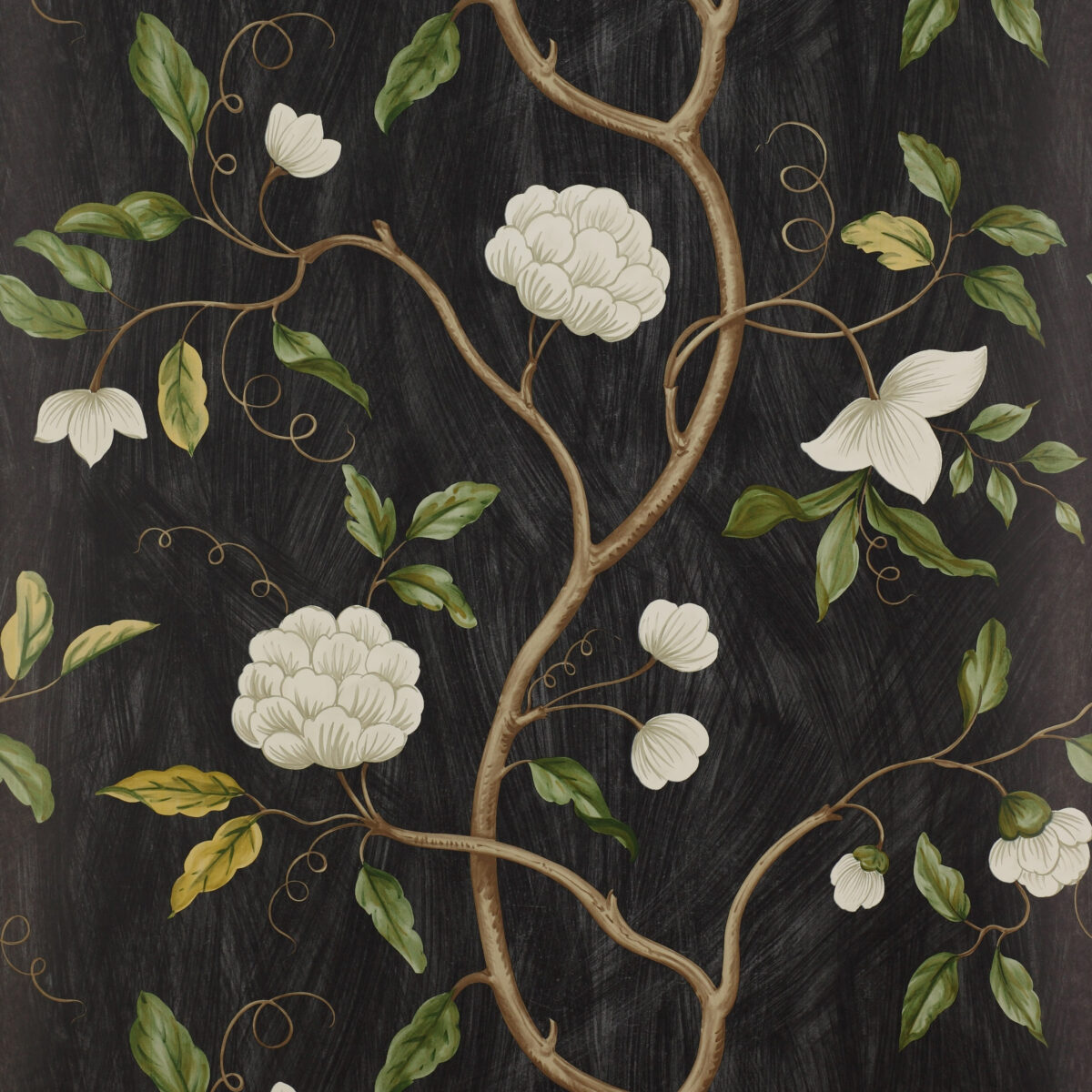 Snow Tree Wallpaper - Black by black-grey botanical wallpaper from colefax & fowler