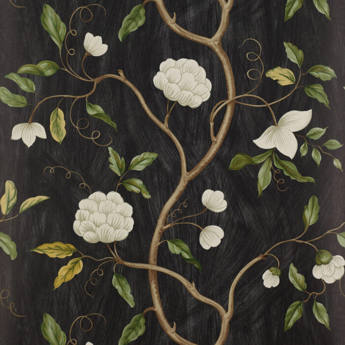 Snow Tree Wallpaper - Black fabric swatch 07949/06