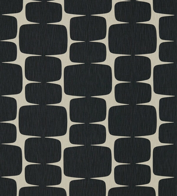 Lohko Fabric - Liquorice Hemp by black-grey contemporary printed fabric from Scion