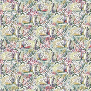 purple botanical cotton fabric from Fibre Naturelle