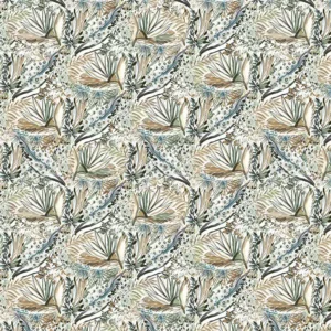 blue botanical cotton fabric from Fibre Naturelle