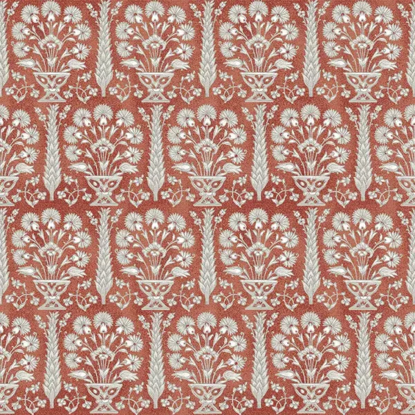 Athens Fabric - Terracotta by red traditional cotton fabric from Fibre Naturelle