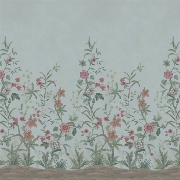 Peacock Toile Scene 2 Wallpaper - Sky Blue by blue botanical wallpaper from john derian