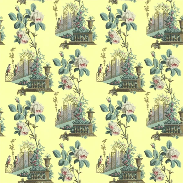 Ornamental Garden Fabric - Mimosa by yellow animal cotton fabric from John Derian
