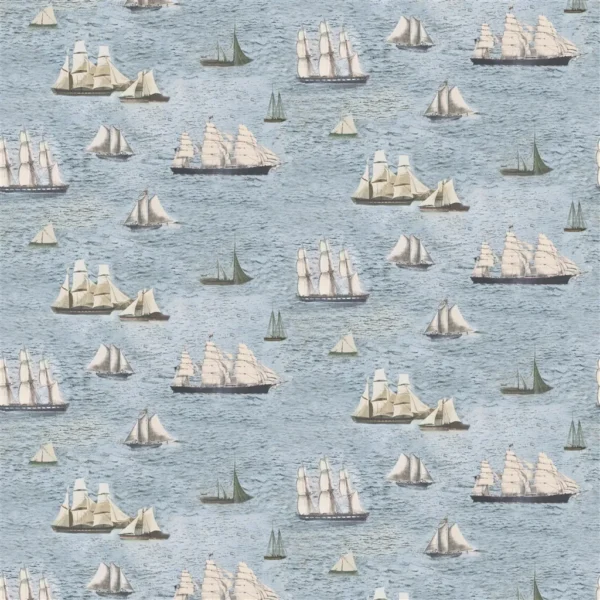 Seaport Fabric - Ocean by blue misc cotton fabric from John Derian