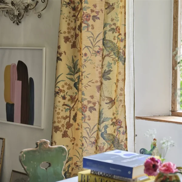 Peacock Toile Fabric - Sepia from