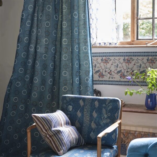 Indigo Circles Fabric - Indigo by Indigo Circles Fabric - Indigo from