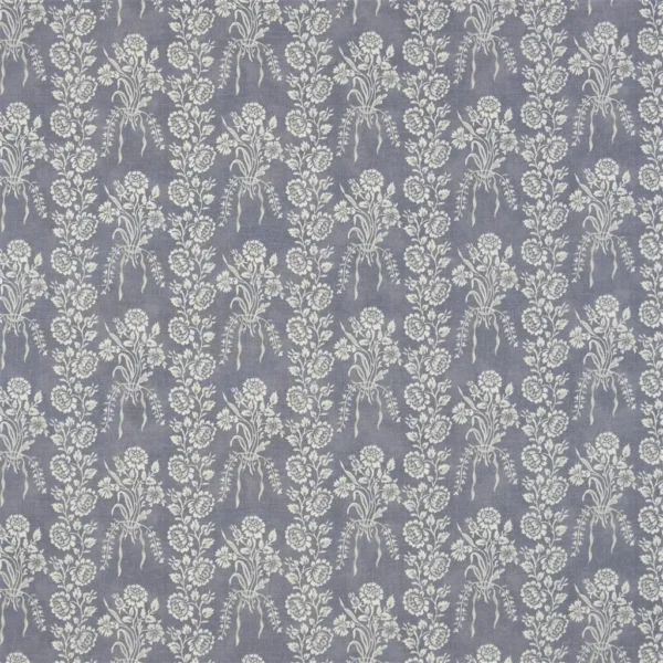 Amandine Fabric - Iris by blue botanical linen fabric from William Yeoward