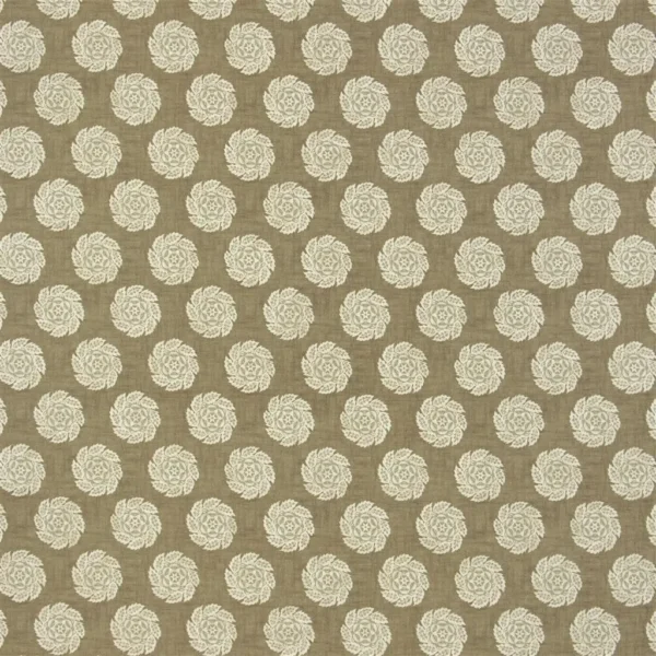 Barrameda Fabric - Biscuit by green spotted cotton fabric from William Yeoward