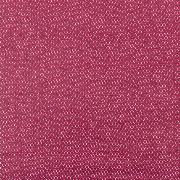 Fenelle Fabric - Rose by red geometric velvet-chenille fabric from William Yeoward