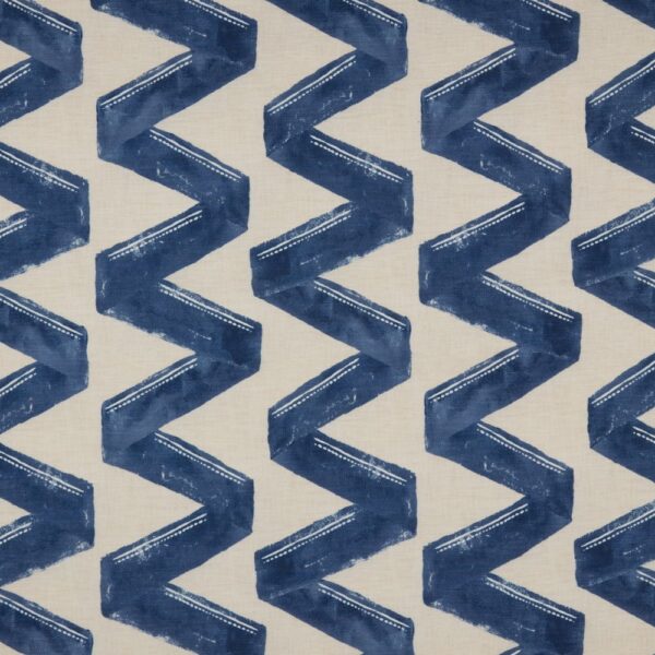 Zigana Fabric - Marine by blue geometric printed fabric from iLiv