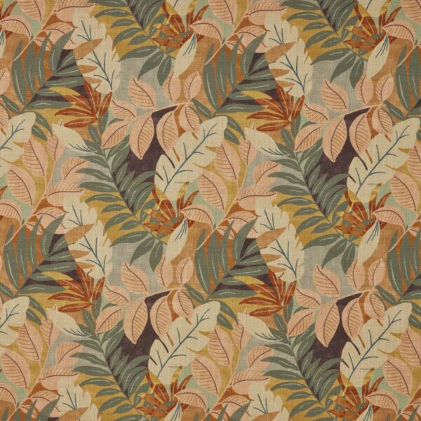 Eames Fabric - Guava by brown botanical printed fabric from iLiv