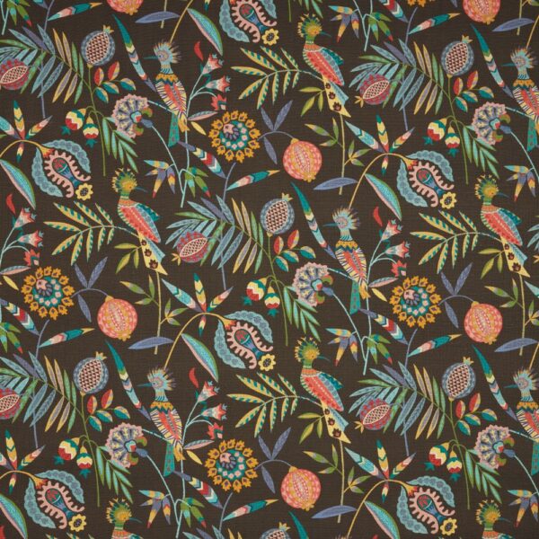 Hoopoe Fabric - Charcoal by brown animal printed fabric from iLiv