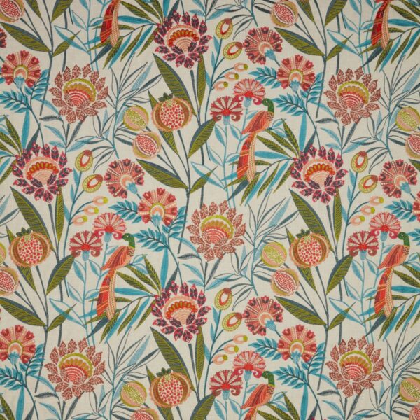 Artisan Bird Fabric - Granita by multicolour botanical embroideried fabric from iLiv