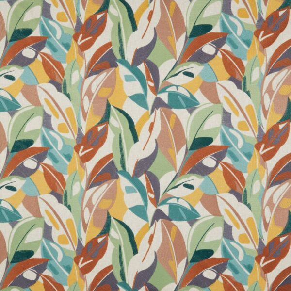 Artisan Leaf Fabric - Fern by multicolour botanical embroideried fabric from iLiv