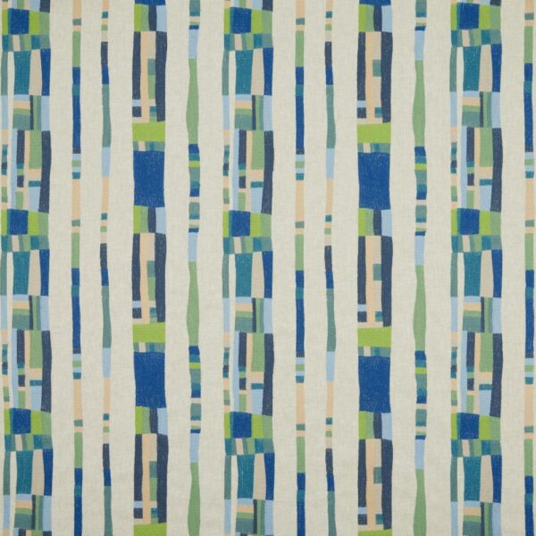 Arturo Fabric - Aquarelle by blue striped embroideried fabric from iLiv