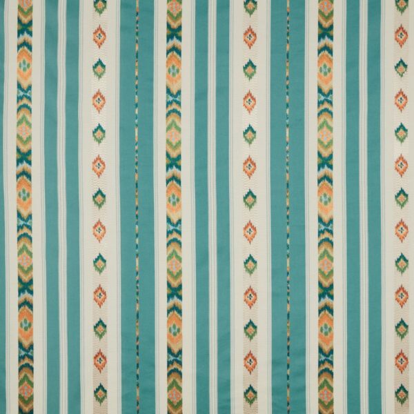 Siris Fabric - Aquarelle by blue striped embroideried fabric from iLiv