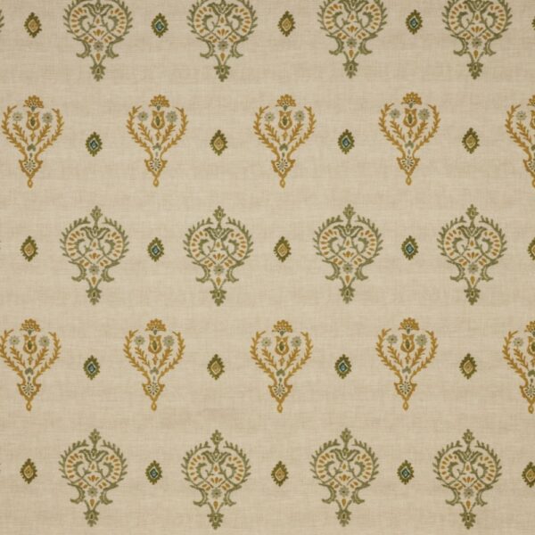 Saffra Fabric - Cedar by green traditional printed fabric from iLiv