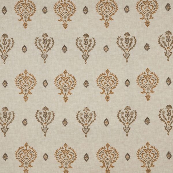 Saffra Fabric - Limestone by brown traditional printed fabric from iLiv