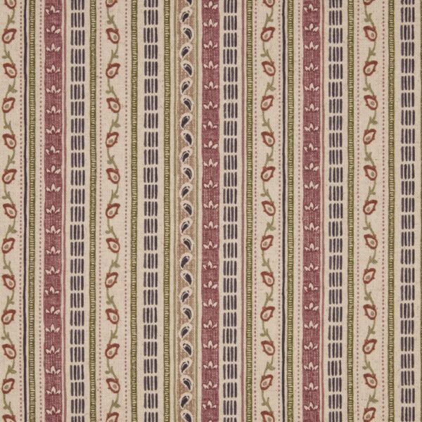 Azura Fabric - Mulberry by red striped printed fabric from iLiv