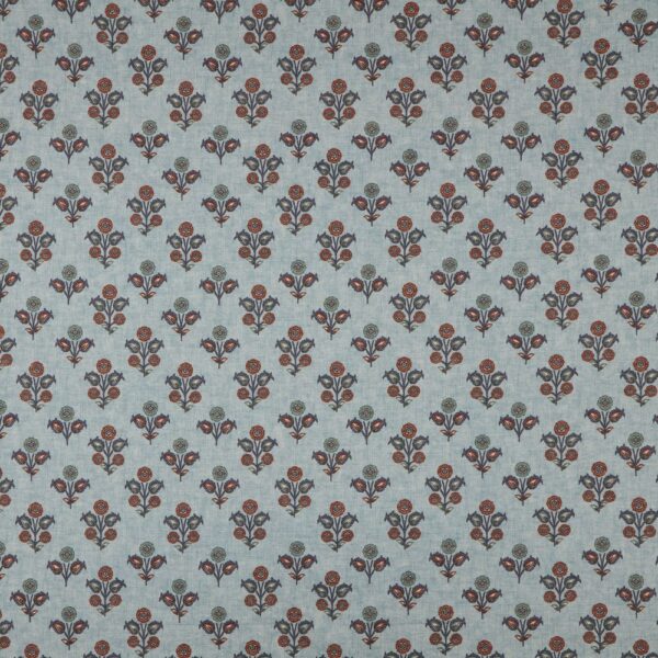 Kochi Fabric - Slate by black-grey botanical printed fabric from iLiv