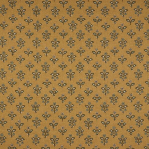 Kochi Fabric - Turmeric by yellow botanical printed fabric from iLiv